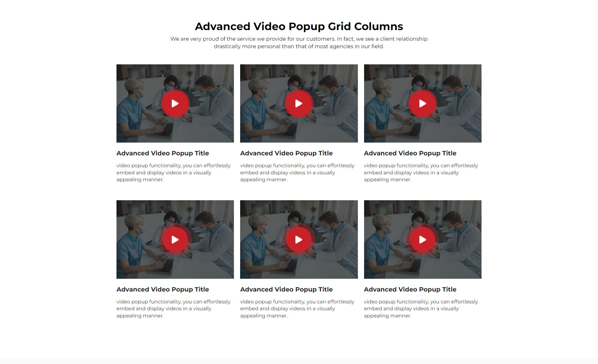 Advanced Video Popup Grid Columns
